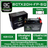 BC Lithium Batteries BCTX20H-FP-SQ Batteria Moto Litio LiFePO4, 1,4 kg, 12V - BC Battery Controller