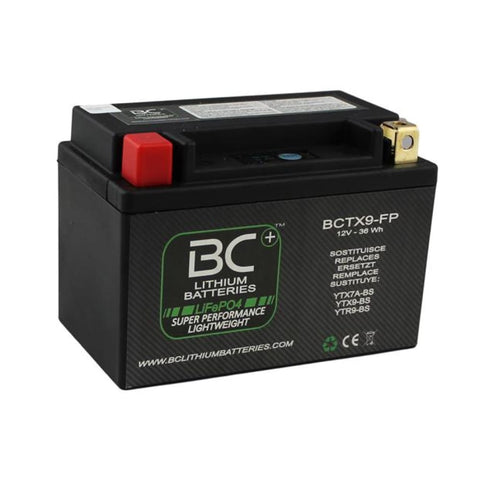 BC Lithium Batteries BCTX9-FP Batteria Moto al Litio LiFePO4, 0,8 kg, 12V, HJTX9-FP / YTX7A-BS / YTX9-BS / YTR9-BS - BC Battery Controller